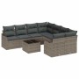 Conjunto de sofá de jardín 9 pcs Gris 55 x 55 x 37 cm Poliratán