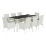 Set comedor jardín 9 pzas cojines ratán sintético vidrio blanco de , Conjuntos de jardín - Ref: Foro24-3278584, Precio: 658,9...