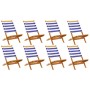 Sillas jardín reclinables 8 uds madera maciza tela azul blanco de , Sillas de jardín - Ref: Foro24-3214654, Precio: 425,16 €,...