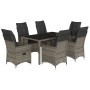 Set comedor jardín 7 pzas y cojines ratán sintético gris by , Garden sets - Ref: Foro24-3276740, Price: 797,11 €, Discount: %