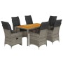 Set comedor jardín 7 pzas y cojines ratán sintético gris de , Conjuntos de jardín - Ref: Foro24-3276728, Precio: 878,24 €, De...