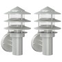 Apliques de exterior 2 unidades acero inoxidable plateado de , Iluminación de exterior - Ref: Foro24-4006229, Precio: 51,16 €...