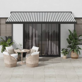 Einziehbare Markise aus Aluminium und anthrazitgrauem und weißem Stoff 4,5x3 m von , Markisen - Ref: Foro24-3216141, Preis: 6...