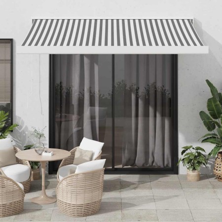 Einziehbare Markise aus Aluminium und anthrazitfarbenem und weißem Stoff 3,5x2,5 m von , Markisen - Ref: Foro24-3216134, Prei...