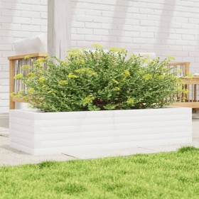 Pflanzgefäß aus massivem Kiefernholz weiß 110x40x23 cm von , Töpfe und Pflanzgefäße - Ref: Foro24-847229, Preis: 90,06 €, Rab...