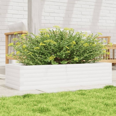 Solid pine wood planter white 110x40x23 cm by , Pots and planters - Ref: Foro24-847229, Price: 91,29 €, Discount: %
