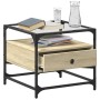 Mesa de centro tapa de vidrio acero roble Sonoma 50x50x45 cm de , Mesas de centro - Ref: Foro24-846050, Precio: 61,00 €, Desc...