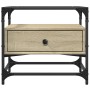 Mesa de centro tapa de vidrio acero roble Sonoma 50x50x45 cm de , Mesas de centro - Ref: Foro24-846050, Precio: 61,00 €, Desc...