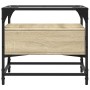 Mesa de centro tapa de vidrio acero roble Sonoma 50x50x45 cm de , Mesas de centro - Ref: Foro24-846050, Precio: 61,00 €, Desc...