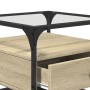Mesa de centro tapa de vidrio acero roble Sonoma 50x50x45 cm de , Mesas de centro - Ref: Foro24-846050, Precio: 61,00 €, Desc...