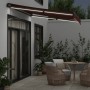 Manual retractable awning with burgundy LED lights 300x250 cm by , Awnings - Ref: Foro24-3215336, Price: 278,47 €, Discount: %