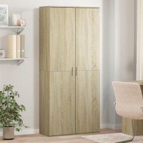 High sideboard engineered wood Sonoma oak 80x35x180 cm by , Lockers and storage cabinets - Ref: Foro24-3276653, Price: 192,91...