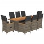 9-teiliger Gartentisch und Stühle und Kissen synthetisches Rattangrau von , Gartensets - Ref: Foro24-3277269, Preis: 1,00 €, ...