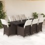 Set mit 9 Gartentisch und Stühlen und Kissen PE Rattan braun von , Gartensets - Ref: Foro24-3277243, Preis: 1,00 €, Rabatt: %