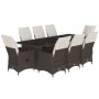 Set of 9 garden table and chairs and cushions PE rattan brown by , Garden sets - Ref: Foro24-3277243, Price: 1,00 €, Discount: %