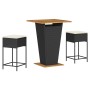 High garden table and stools 3 pieces and cushions PE rattan black by , Garden sets - Ref: Foro24-3261480, Price: 319,95 €, D...