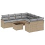 Conjunto de sofá de jardín 9 pcs Beige 55 x 55 x 37 cm