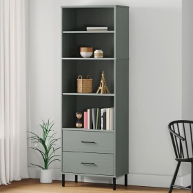OSLO Bücherregal mit 2 Schubladen Massivholz grau 60x35x180 cm von , Bücherregale und Regale - Ref: Foro24-351007, Preis: 203...