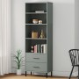 OSLO bookcase with 2 drawers solid wood gray 60x35x180 cm by , Bookcases and shelves - Ref: Foro24-351007, Price: 203,85 €, D...