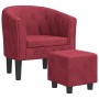 Sessel mit Hocker roter roter Samt von , Sessel - Ref: Foro24-356483, Preis: 169,44 €, Rabatt: %