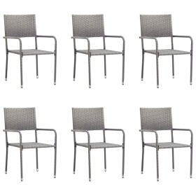 Sillas comedor de jardín apilables 6 uds ratán sintético gris de , Sillas de jardín - Ref: Foro24-318723, Precio: 116,62 €, D...