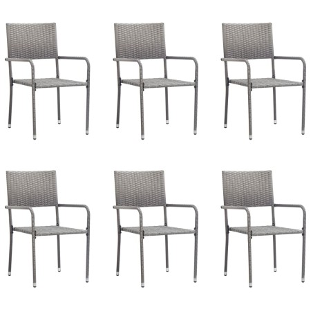 Sillas comedor de jardín apilables 6 uds ratán sintético gris de , Sillas de jardín - Ref: Foro24-318723, Precio: 116,62 €, D...