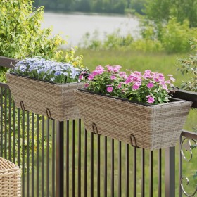 Pflanzgefäße mit Haken 2 Stück synthetisches Rattan grau von , Töpfe und Pflanzgefäße - Ref: Foro24-366403, Preis: 77,68 €, R...