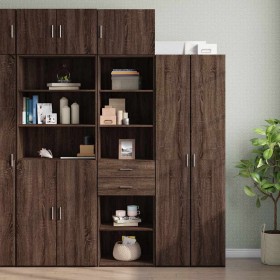 Narrow engineered wood cabinet brown oak 50x42.5x225 cm by , Sideboards - Ref: Foro24-3281314, Price: 179,32 €, Discount: %