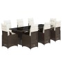 Set of 9 garden table and chairs and cushions PE rattan brown by , Garden sets - Ref: Foro24-3277283, Price: 1,00 €, Discount: %