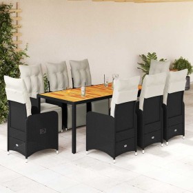 Set of 9 garden table and chairs and cushions PE rattan black by , Garden sets - Ref: Foro24-3277132, Price: 1,00 €, Discount: %