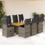 9-teiliger Gartentisch und Stühle und Kissen synthetisches Rattangrau von , Gartensets - Ref: Foro24-3277164, Preis: 1,00 €, ...