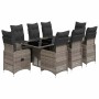 Mesita y sillas jardín 9 piezas y cojines ratán sintético gris by , Garden sets - Ref: Foro24-3277172, Price: 1,00 €, Discoun...