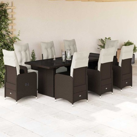 Set de mesa y sillas jardín 9 piezas y cojines ratán PE marrón von , Gartensets - Ref: Foro24-3277297, Preis: 1,00 €, Rabatt: %