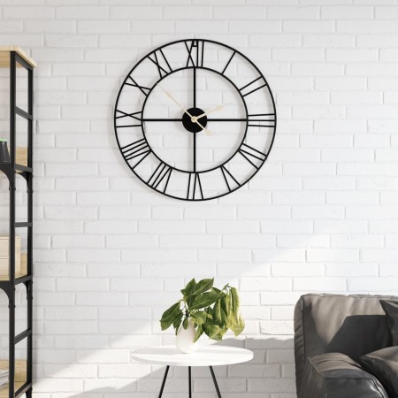 Black iron wall clock Ø50 cm by , Wall clocks - Ref: Foro24-4008411, Price: 50,29 €, Discount: %