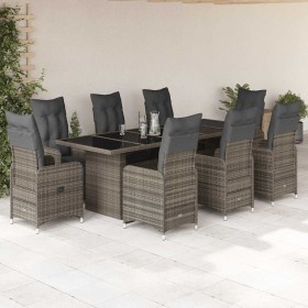 9-teiliger Gartentisch und Stühle und Kissen synthetisches Rattangrau von , Gartensets - Ref: Foro24-3277295, Preis: 1,00 €, ...
