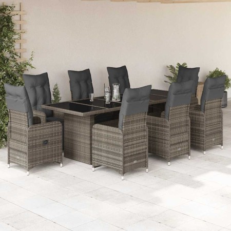 9-teiliger Gartentisch und Stühle und Kissen synthetisches Rattangrau von , Gartensets - Ref: Foro24-3277295, Preis: 1,00 €, ...