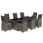 9-teiliger Gartentisch und Stühle und Kissen synthetisches Rattangrau von , Gartensets - Ref: Foro24-3277295, Preis: 1,00 €, ...
