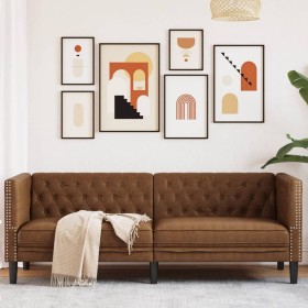 Sofá Chesterfield de 2 plazas piel de ante sintético marrón de , Sofás - Ref: Foro24-372672, Precio: 325,08 €, Descuento: %