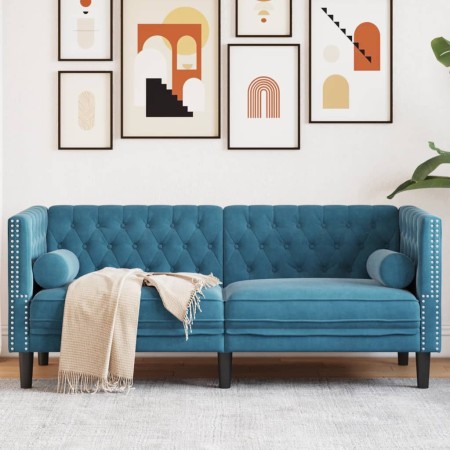 Chesterfield 2-Sitzer-Sofa mit blauen Samtkissen von , Sofas - Ref: Foro24-372691, Preis: 252,10 €, Rabatt: %