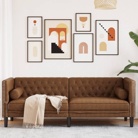 3-seater Chesterfield sofa in synthetic suede leather brown by , Sofas - Ref: Foro24-372702, Price: 276,58 €, Discount: %