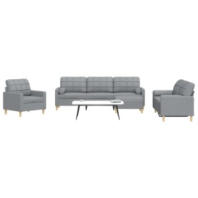 4-piece sofa set with footrest and cushions light gray fabric by , Sofas - Ref: Foro24-3278311, Price: 699,54 €, Discount: %