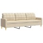 Set of 3 sofas with footrest and cream fabric cushions by , Sofas - Ref: Foro24-3278345, Price: 587,96 €, Discount: %