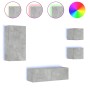 Muebles de TV de pared con luces LED 4 piezas gris hormigón de , Muebles TV - Ref: Foro24-3216884, Precio: 183,88 €, Descuent...