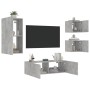 Wand-TV-Möbel mit LED-Leuchten 4 Stück betongrau von , TV-Möbel - Ref: Foro24-3216884, Preis: 178,46 €, Rabatt: %