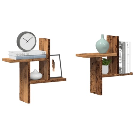Wandregale 2 Stück gealtertes Holzwerkstoff 38x12x38cm von , Regale und Regale - Ref: Foro24-853252, Preis: 24,82 €, Rabatt: %