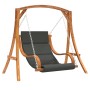 Swing with cushion solid fir wood with teak finish by , Garden rockers - Ref: Foro24-3200618, Price: 377,50 €, Discount: %