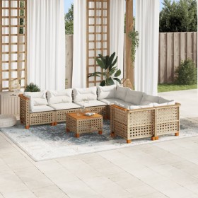 Set de sofás de jardín con cojines 9 pzas ratán sintético beige von , Gartensets - Ref: Foro24-3261778, Preis: 737,70 €, Raba...
