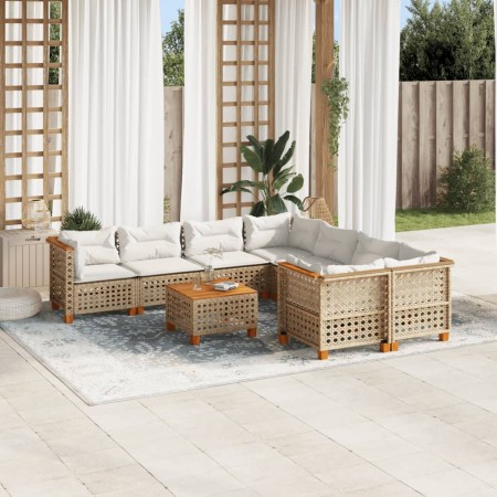Set de sofás de jardín con cojines 9 pzas ratán sintético beige von , Gartensets - Ref: Foro24-3261778, Preis: 737,70 €, Raba...