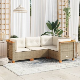 Set of garden sofas with cushions 4 pcs synthetic rattan beige by , Garden sets - Ref: Foro24-3261799, Price: 328,22 €, Disco...