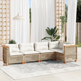 Set of garden sofas with cushions 5 pcs synthetic rattan beige by , Garden sets - Ref: Foro24-3261814, Price: 434,29 €, Disco...